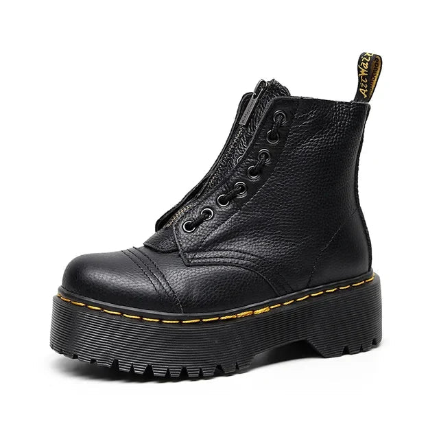 Stiefel mit Plateausohle aus echtem Leder