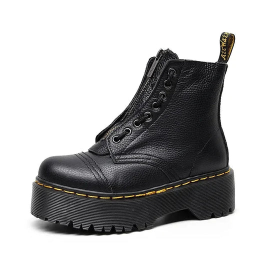 Stiefel mit Plateausohle aus echtem Leder