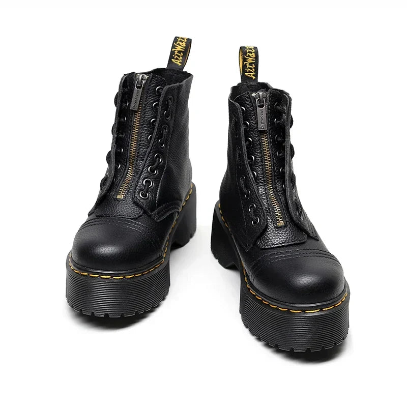 Stiefel mit Plateausohle aus echtem Leder