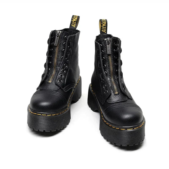 Stiefel mit Plateausohle aus echtem Leder