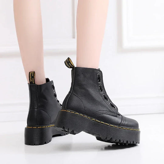 Stiefel mit Plateausohle aus echtem Leder