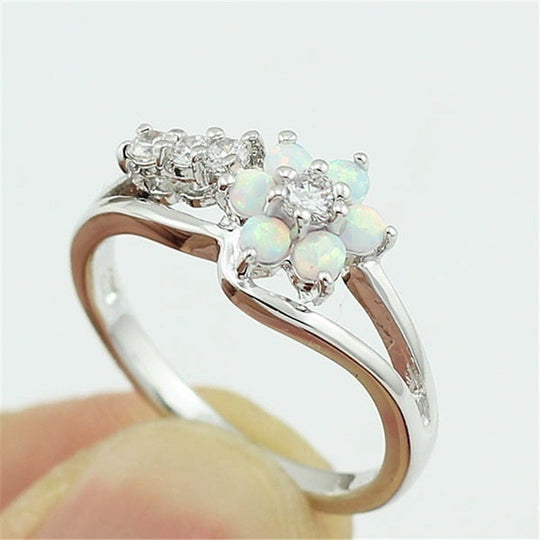 Blume Opal Kristall Ring