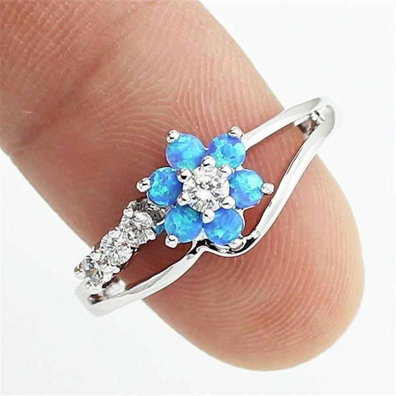 Blume Opal Kristall Ring