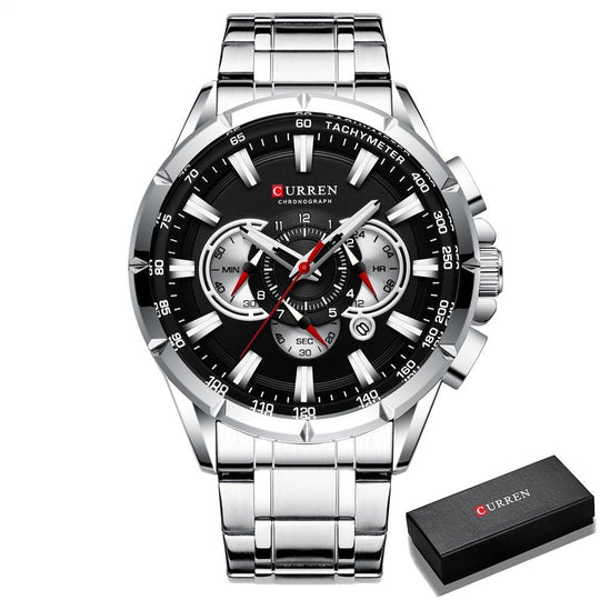 Curren 3 Zifferblätter Chronograph Luxus-Armbanduhr