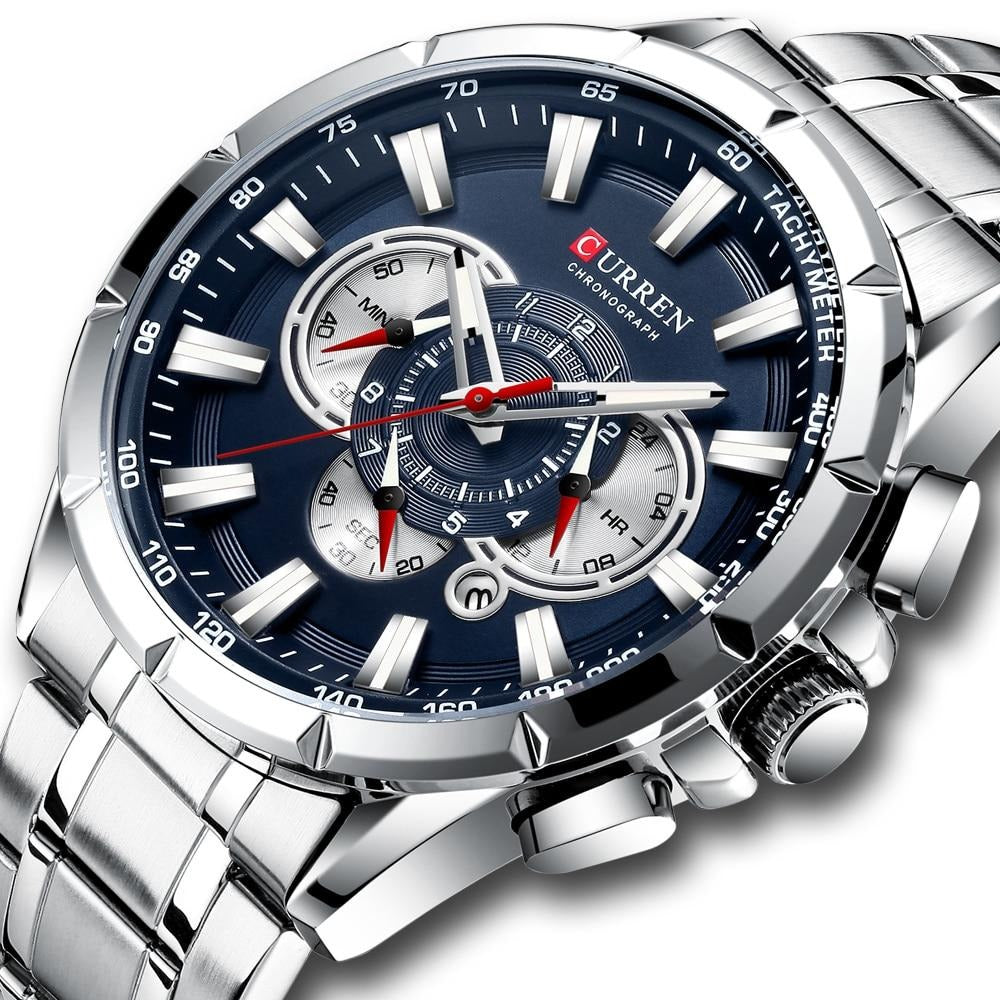Curren 3 Zifferblätter Chronograph Luxus-Armbanduhr