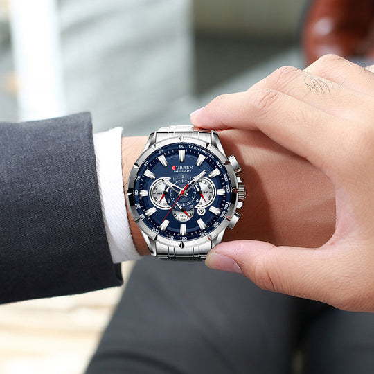 Curren 3 Zifferblätter Chronograph Luxus-Armbanduhr