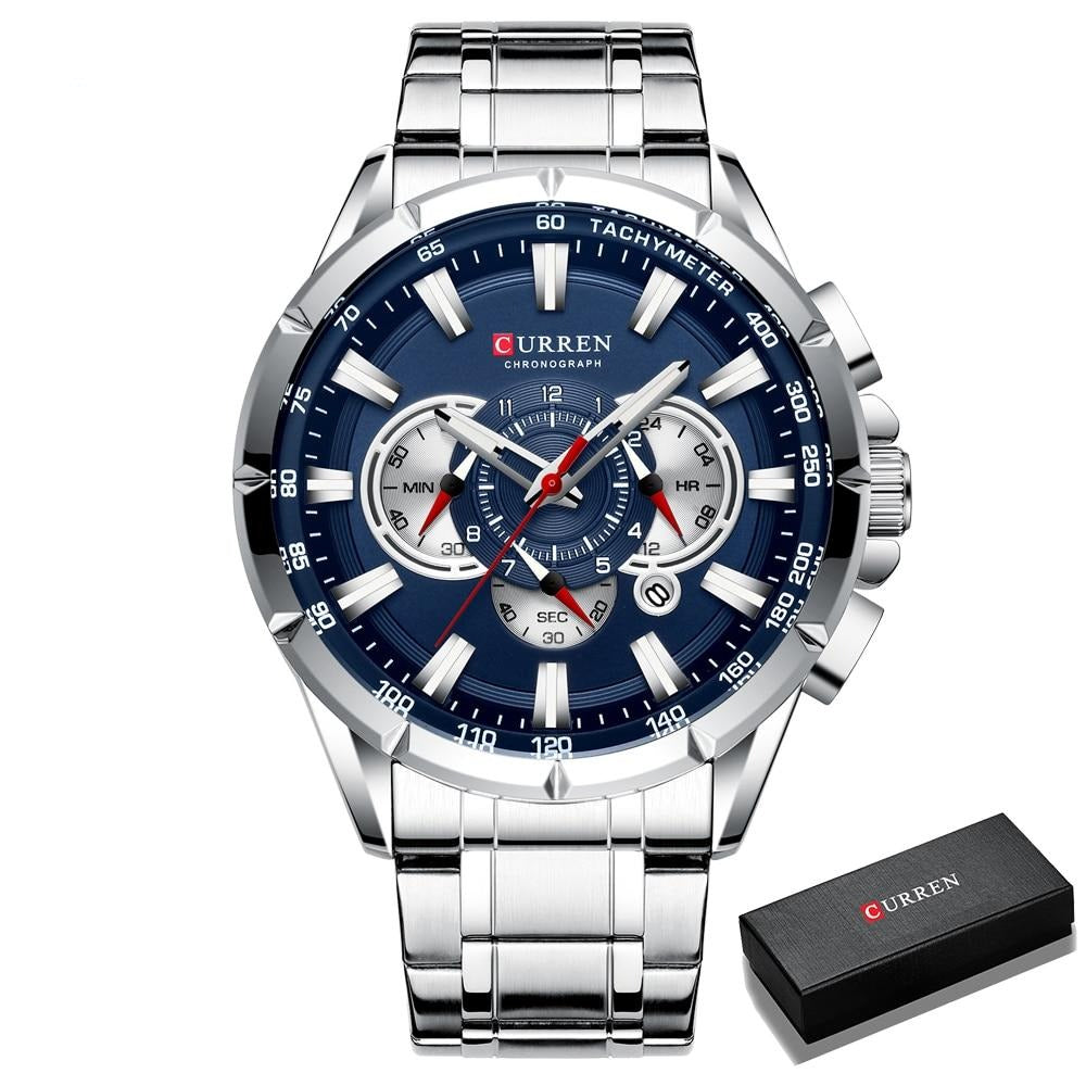 Curren 3 Zifferblätter Chronograph Luxus-Armbanduhr