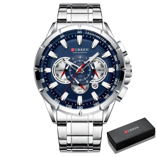 Curren 3 Zifferblätter Chronograph Luxus-Armbanduhr