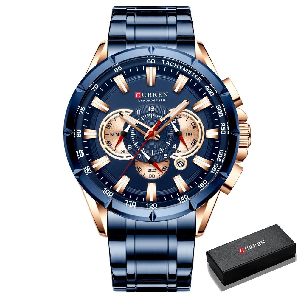 Curren 3 Zifferblätter Chronograph Luxus-Armbanduhr