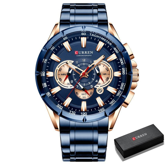 Curren 3 Zifferblätter Chronograph Luxus-Armbanduhr