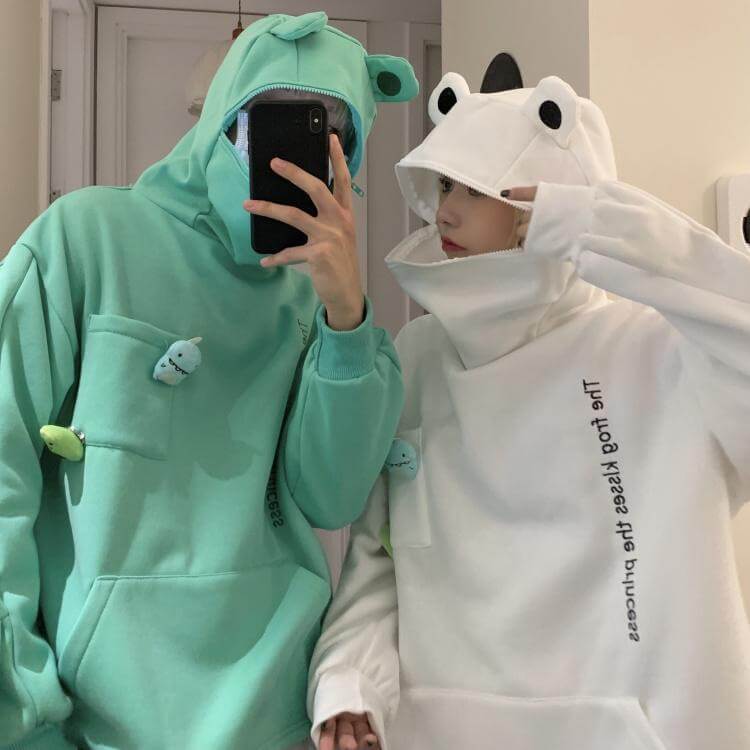 Frosch-Kapuzenpullover Mit Reißverschluss