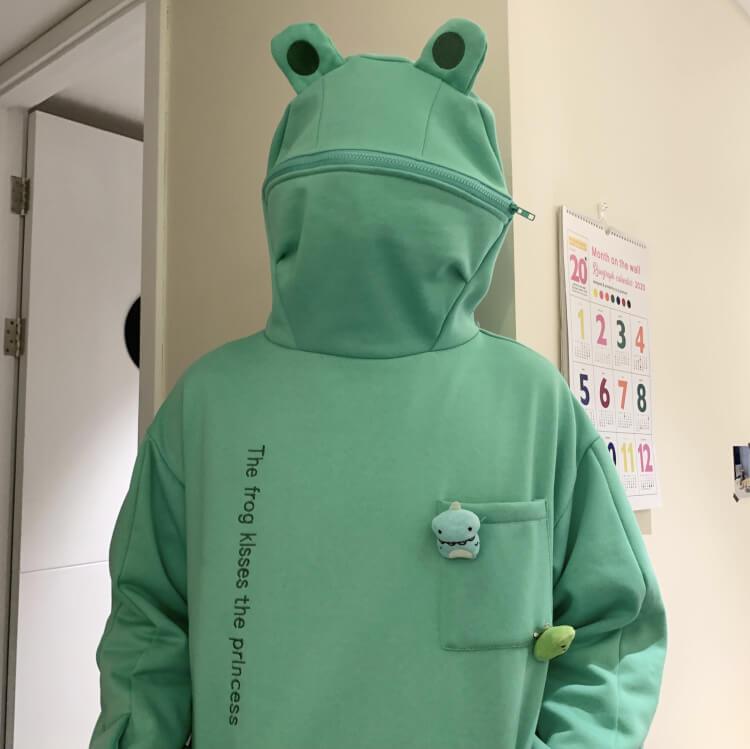 Frosch-Kapuzenpullover Mit Reißverschluss