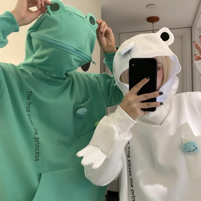 Frosch-Kapuzenpullover Mit Reißverschluss