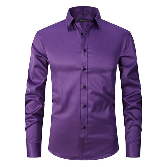 Herren Anti-Winkle Slim Fit Kleid Hemd