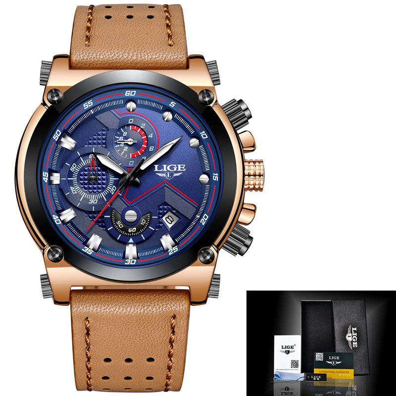 Herren Leder Analog-Armbanduhr