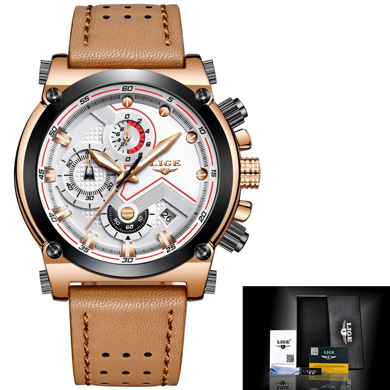 Herren Leder Analog-Armbanduhr