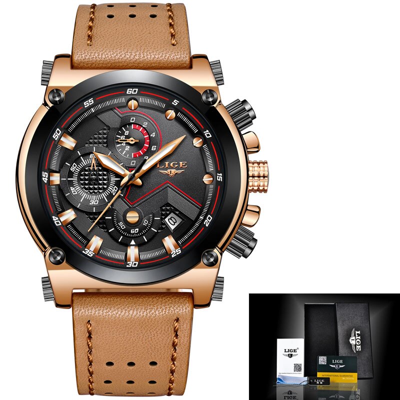 Herren Leder Analog-Armbanduhr
