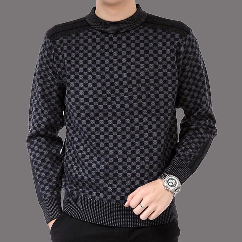 Men'S Knitted Plaid Sweaters