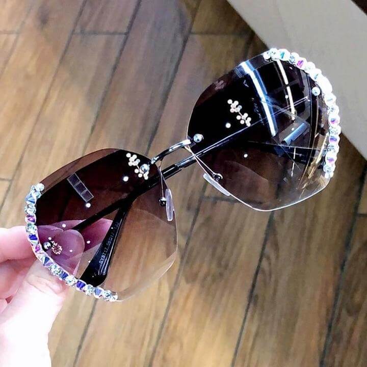 Randlose Strass-Sonnenbrille