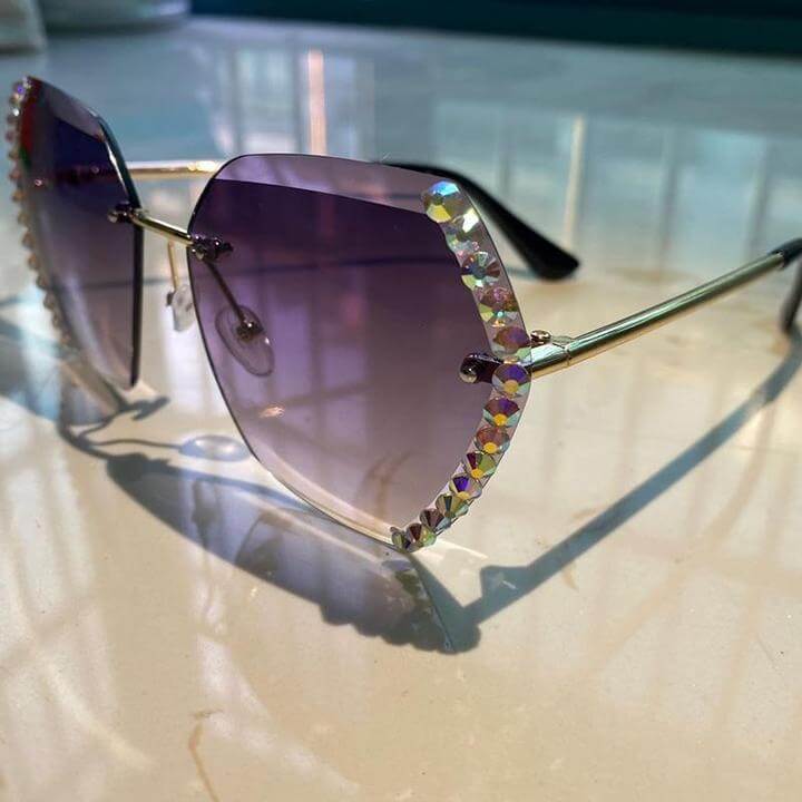 Randlose Strass-Sonnenbrille