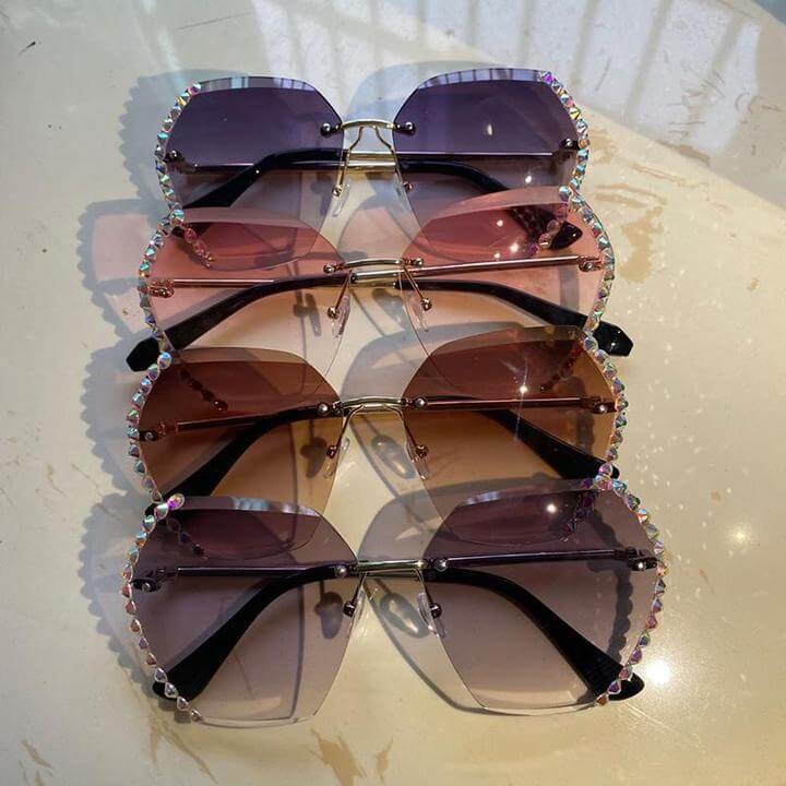 Randlose Strass-Sonnenbrille