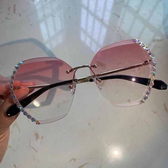 Randlose Strass-Sonnenbrille
