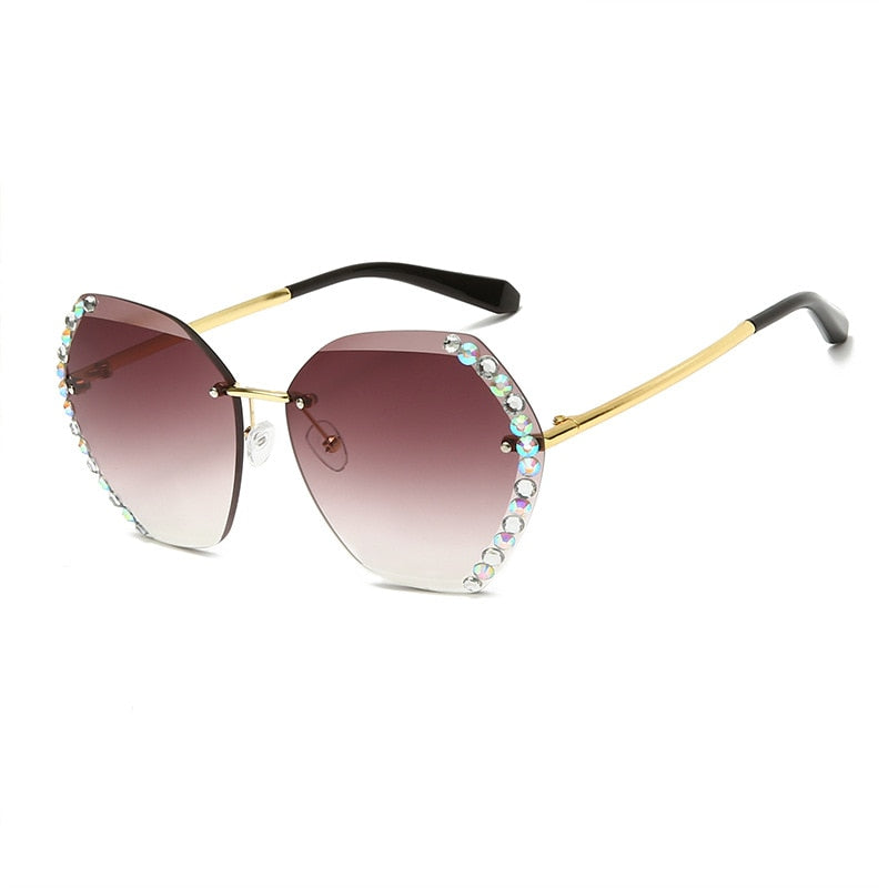 Randlose Strass-Sonnenbrille