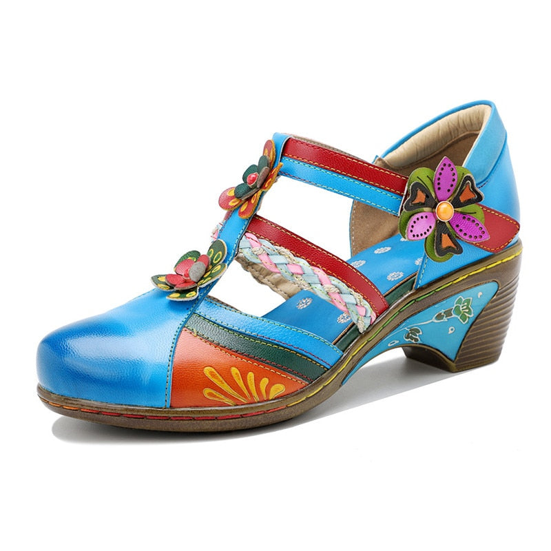 Retro Bunte Ledersandalen