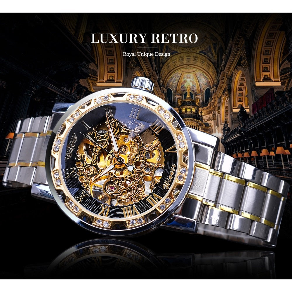 Retro-Leucht-Skelett Mechanische Uhr