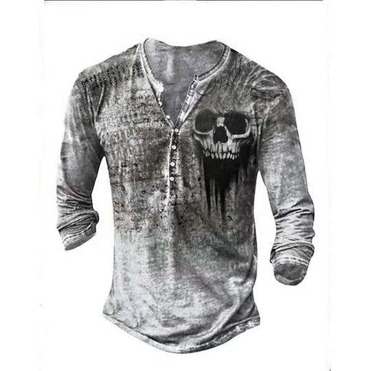 Retro Totenkopf Langarm-T-Shirts