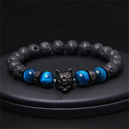 Wolf Tigerauge Perlenarmband