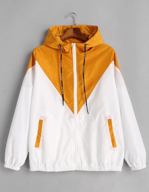 Zweifarbige Windbreaker-Jacke