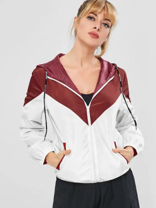 Zweifarbige Windbreaker-Jacke